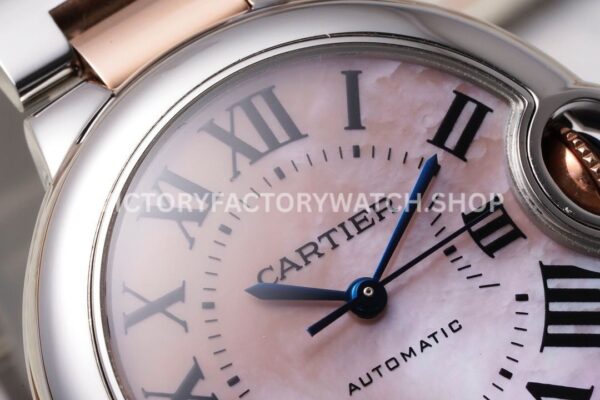 AF Factory Cartier Ballon Bleu W6920098 33mm Half Rose Gold Roman Numerals Mother Of Pearl Dial