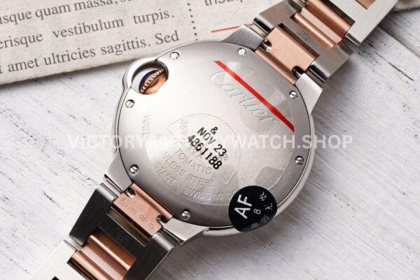AF Factory Cartier Ballon Bleu W6920098 33mm Half Rose Gold Roman Numerals Mother Of Pearl Dial