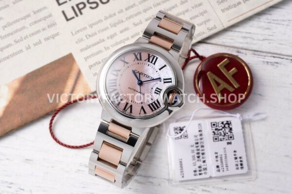 AF Factory Cartier Ballon Bleu W6920098 33mm rose gold-tone mother-of-pearl dial