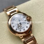 AF Factory Cartier Ballon Bleu WE902025 28mm Full Rose Gold Roman Numerals Diamond Silver Dial