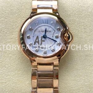 AF Factory Cartier Ballon Bleu WE902025 28mm rose gold-tone diamond silver dial