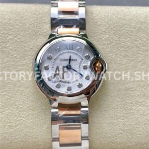 AF Factory Cartier Ballon Bleu WE902030 28mm rose gold-tone diamond silver dial