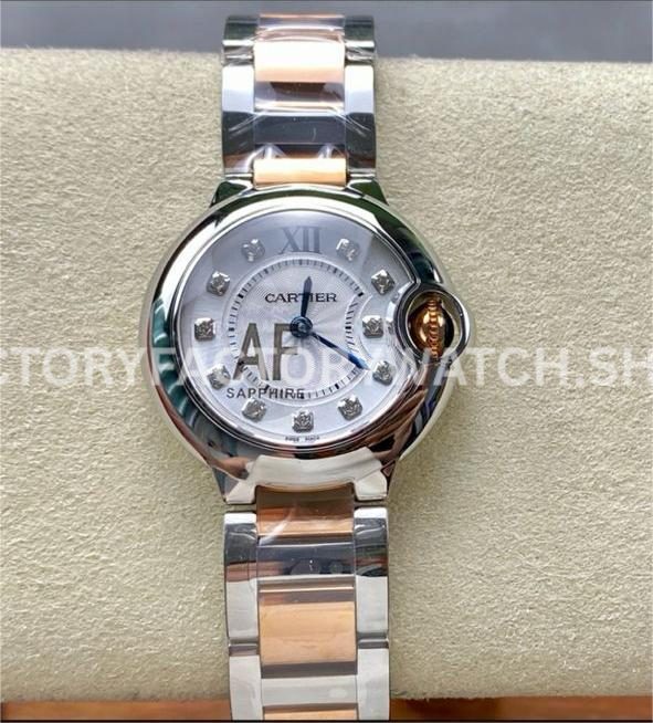AF Factory Cartier Ballon Bleu WE902030 28mm rose gold-tone diamond silver dial