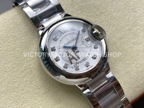 AF Factory Cartier Ballon Bleu WE902073 28mm Full Steel Roman Numerals Diamond Silver Dial