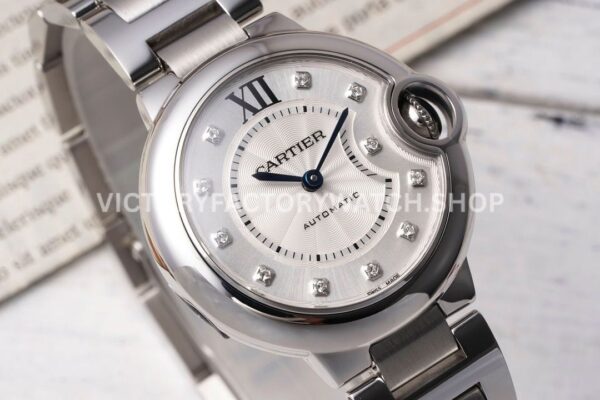 AF Factory Cartier Ballon Bleu WE902074 33mm Full Steel Diamond Roman Numerals Silver Dial (8) AF Factory Cartier Ballon Bleu WE902074 33mm Full Steel Diamond Roman Numerals Silver Dial