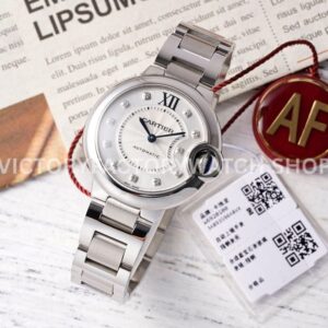 AF Factory Cartier Ballon Bleu WE902074 33mm steel diamond silver dial
