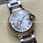 AF Factory Cartier Ballon Bleu WE902079 28mm Full Steel Rose Gold Diamond Bezel Roman Numerals S ( (3) AF Factory Cartier Ballon Bleu WE902079 28mm Full Steel Rose Gold Diamond Bezel Roman Numerals Silver Dial
