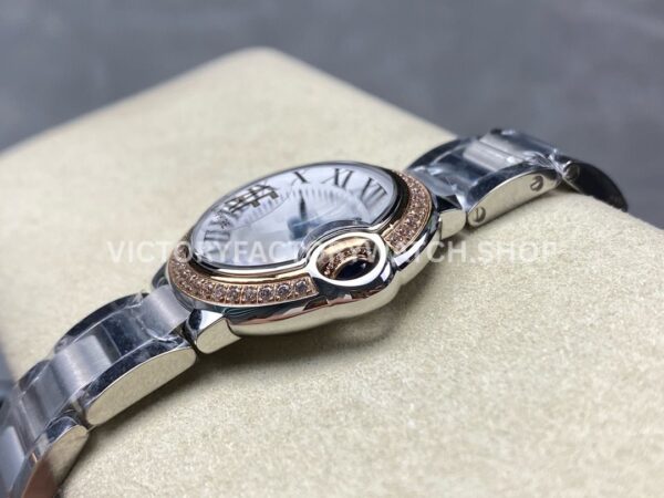AF Factory Cartier Ballon Bleu WE902079 28mm Full Steel Rose Gold Diamond Bezel Roman Numerals S ( (6) AF Factory Cartier Ballon Bleu WE902079 28mm Full Steel Rose Gold Diamond Bezel Roman Numerals Silver Dial