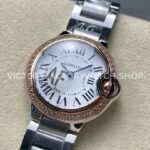 AF Factory Cartier Ballon Bleu WE902079 28mm Full Steel Rose Gold Diamond Bezel Roman Numerals S ( (7) AF Factory Cartier Ballon Bleu WE902079 28mm Full Steel Rose Gold Diamond Bezel Roman Numerals Silver Dial