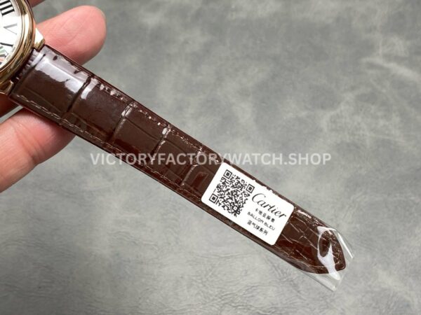 AF Factory Cartier Ballon Bleu WGBB0009 36mm Rose Gold Brown Leather Strap Roman Numerals White Dial (1) AF Factory Cartier Ballon Bleu WGBB0009 36mm Rose Gold Brown Leather Strap Roman Numerals White Dial
