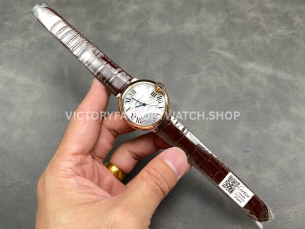 AF Factory Cartier Ballon Bleu WGBB0009 36mm Rose Gold Brown Leather Strap Roman Numerals White Dial (3) AF Factory Cartier Ballon Bleu WGBB0009 36mm Rose Gold Brown Leather Strap Roman Numerals White Dial