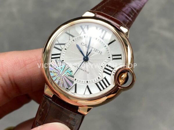 AF Factory Cartier Ballon Bleu WGBB0009 36mm Rose Gold Brown Leather Strap Roman Numerals White Dial (4) AF Factory Cartier Ballon Bleu WGBB0009 36mm Rose Gold Brown Leather Strap Roman Numerals White Dial