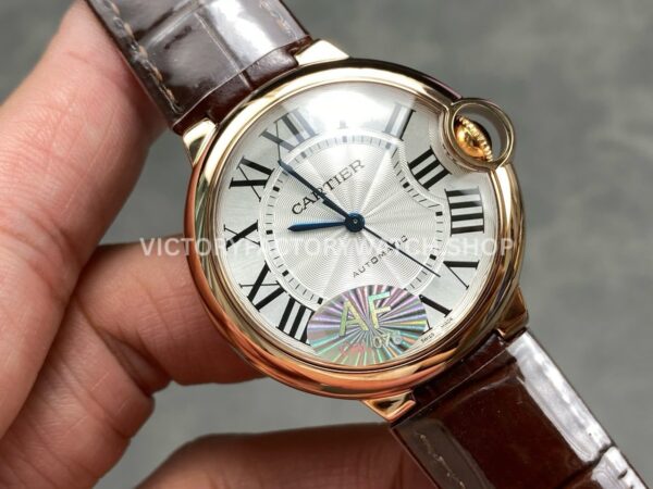 AF Factory Cartier Ballon Bleu WGBB0009 36mm Rose Gold Brown Leather Strap Roman Numerals White Dial (5) AF Factory Cartier Ballon Bleu WGBB0009 36mm Rose Gold Brown Leather Strap Roman Numerals White Dial