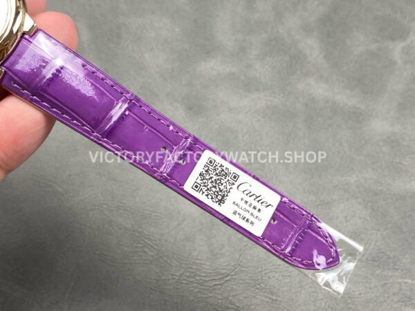 AF Factory Cartier Ballon Bleu WGBB0009 36mm Rose Gold Purple Leather Strap Roman Numerals White Dial (10) AF Factory Cartier Ballon Bleu WGBB0009 36mm Rose Gold Purple Leather Strap Roman Numerals White Dial