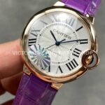 AF Factory Cartier Ballon Bleu WGBB0009 36mm Rose Gold Purple Leather Strap Roman Numerals White Dial (5) AF Factory Cartier Ballon Bleu WGBB0009 36mm Rose Gold Purple Leather Strap Roman Numerals White Dial