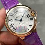 AF Factory Cartier Ballon Bleu WGBB0009 36mm Rose Gold Purple Leather Strap Roman Numerals White Dial (6) AF Factory Cartier Ballon Bleu WGBB0009 36mm Rose Gold Purple Leather Strap Roman Numerals White Dial