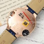 AF Factory Cartier Ballon Bleu WGBB0052 33mm Rose Gold Black Leather Strap Diamond Roman Numerals Silver Dial