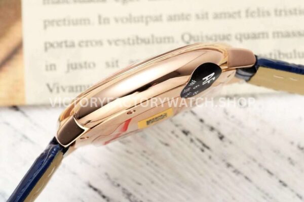 AF Factory Cartier Ballon Bleu WGBB0052 33mm Rose Gold Black Leather Strap Diamond Roman Numerals Silver Dial