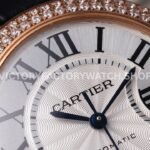 AF Factory Cartier Ballon Bleu WJBB0033 33mm Rose Gold Diamond Bezel Leather Strap Roman Numerals Silver Dial