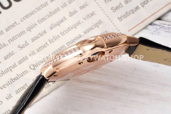 AF Factory Cartier Ballon Bleu WJBB0033 33mm Rose Gold Diamond Bezel Leather Strap Roman Numerals Silver Dial
