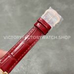 AF Factory Cartier Ballon Bleu WJBB0033 33mm Rose Gold Diamond Bezel Red Leather Strap Roman Numerals Silver Dial
