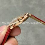 AF Factory Cartier Ballon Bleu WJBB0033 33mm Rose Gold Diamond Bezel Red Leather Strap Roman Numerals Silver Dial