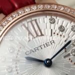 AF Factory Cartier Ballon Bleu WJBB0080 33mm Diamond Bezel Rose Gold Lea (3) AF Factory Cartier Ballon Bleu WJBB0080 33mm Rose Gold Diamond Bezel Leather Strap Diamond Roman Numerals Silver Dial