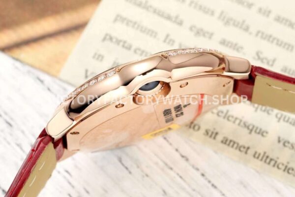 AF Factory Cartier Ballon Bleu WJBB0080 33mm Diamond Bezel Rose Gold Lea (6) AF Factory Cartier Ballon Bleu WJBB0080 33mm Rose Gold Diamond Bezel Leather Strap Diamond Roman Numerals Silver Dial