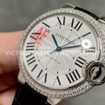 AF Factory Cartier Ballon Bleu WSBB0028 36mm Diamond Steel Leather Strap White Dial (3) AF Factory Cartier Ballon Bleu WSBB0028 36mm Black Leather Strap Diamond Bezel Roman Numerals White Dial