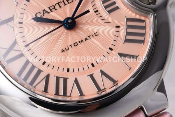 AF Factory Cartier Ballon Bleu WSBB0031 33mm Steel Leather Strap Roman Numerals Pink Dial (1) AF Factory Cartier Ballon Bleu WSBB0031 33mm Steel Leather Strap Roman Numerals Pink Dial