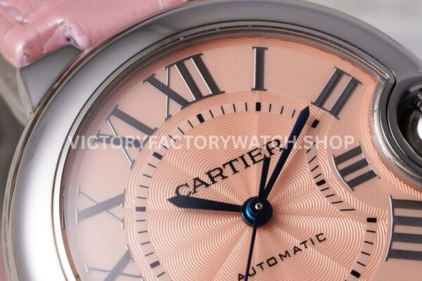 AF Factory Cartier Ballon Bleu WSBB0031 33mm Steel Leather Strap Roman Numerals Pink Dial (5) AF Factory Cartier Ballon Bleu WSBB0031 33mm Steel Leather Strap Roman Numerals Pink Dial