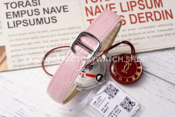 AF Factory Cartier Ballon Bleu WSBB0031 33mm Steel Leather Strap Roman Numerals Pink Dial (7) AF Factory Cartier Ballon Bleu WSBB0031 33mm Steel Leather Strap Roman Numerals Pink Dial