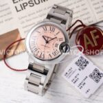AF Factory Cartier Ballon Bleu WSBB0046 33mm Full Steel Roman Numerals Pink Dial (5) AF Factory Cartier Ballon Bleu WSBB0046 33mm full steel pink dial watch