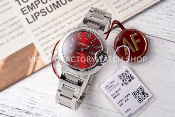 AF Factory Cartier Ballon Bleu WSBB0052 33mm full steel red dial watch