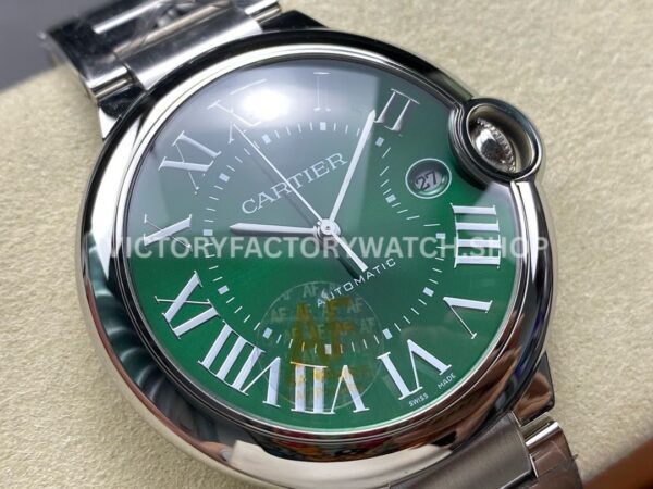 AF Factory Cartier Ballon Bleu WSBB0071 42mm Full Steel Roman Numerals Green Dial (11) AF Factory Cartier Ballon Bleu WSBB0071 42mm Full Steel Roman Numerals Green Dial