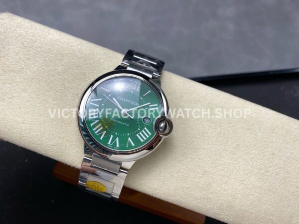 AF Factory Cartier Ballon Bleu WSBB0071 42mm Full Steel Roman Numerals Green Dial (6) AF Factory Cartier Ballon Bleu WSBB0071 42mm Full Steel Roman Numerals Green Dial