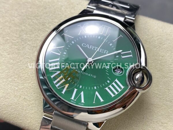 AF Factory Cartier Ballon Bleu WSBB0071 42mm Full Steel Roman Numerals Green Dial (9) AF Factory Cartier Ballon Bleu WSBB0071 42mm Full Steel Roman Numerals Green Dial