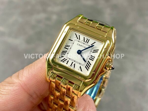AF Factory Cartier Panthère W25014B9 27mm Full Yellow Gold Roman Numerals Silver Dial