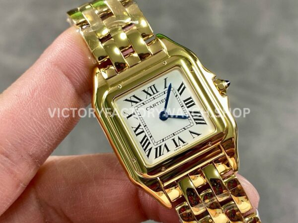 AF Factory Cartier Panthère W25014B9 27mm Full Yellow Gold Roman Numerals Silver Dial