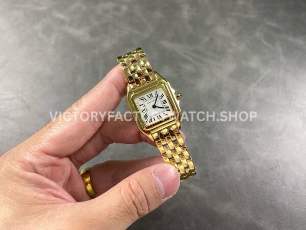AF Factory Cartier Panthère W25014B9 27mm Full Yellow Gold Roman Numerals Silver Dial