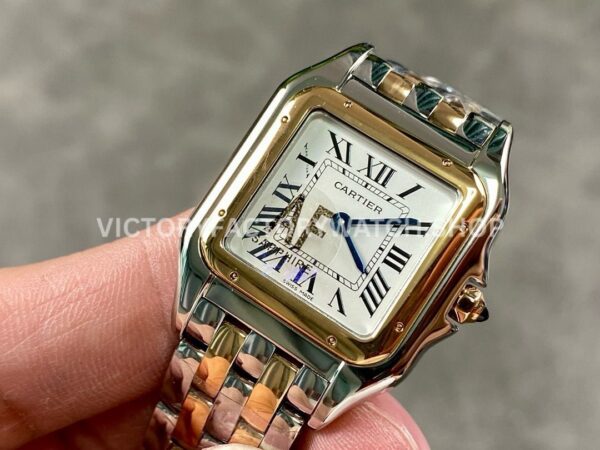 AF Factory Cartier Panthère W2PN0007 27mm Half Yellow Gold Roman Numerals Silver Dial (6) AF Factory Cartier Panthère W2PN0007 27mm Half Yellow Gold Roman Numerals Silver Dial