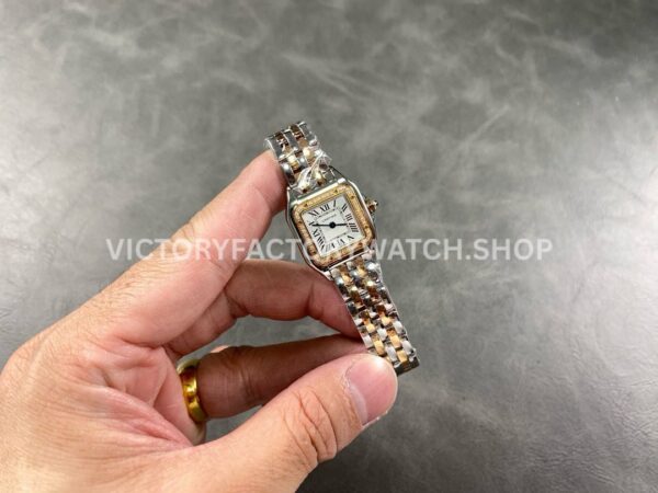 AF Factory Cartier Panthère W3PN0006 22mm Half Gold Diamond Bezel Roman Numerals Silver Dial