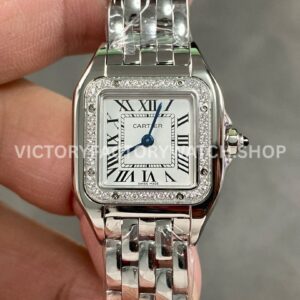 AF Factory Cartier Panthère W4PN0007 22mm full steel diamond bezel white dial watch