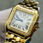 AF Factory Cartier Panthère WJPN0016 27mm Diamond Bezel Full Yellow Gold Roman Numerals Silver Dial
