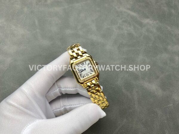 AF Factory Cartier Panthère WJPN0016 27mm Diamond Bezel Full Yellow Gold Roman Numerals Silver Dial
