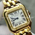 AF Factory Cartier Panthère WJPN0016 27mm Diamond Bezel Full Yellow Gold Roman Numerals Silver Dial