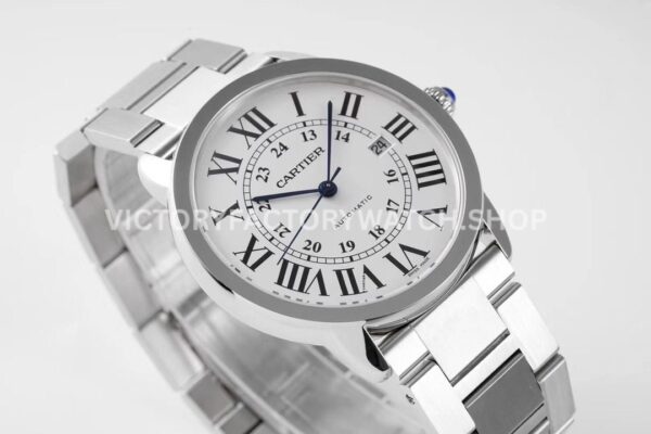 AF Factory Cartier Ronde Solo de Cartier W6701011 42mm Full Steel Roman Numerals Silver Dial (3) AF Factory Cartier Ronde Solo de Cartier W6701011 42mm Full Steel Roman Numerals Silver Dial
