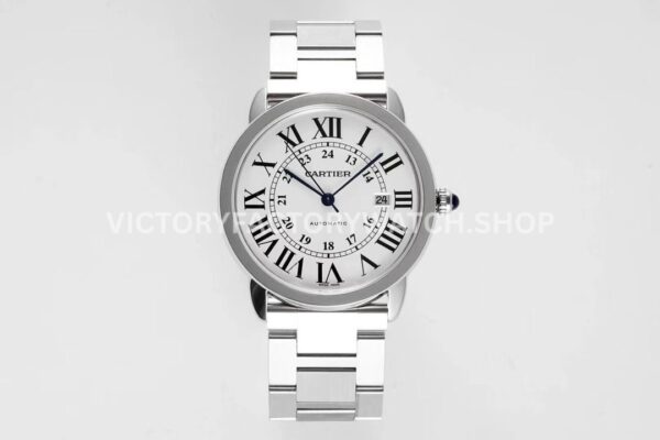 AF Factory Cartier Ronde Solo de Cartier W6701011 42mm Full Steel Roman Numerals Silver Dial (7) AF Factory Cartier Ronde Solo W6701011 42mm full steel bracelet silver dial watch