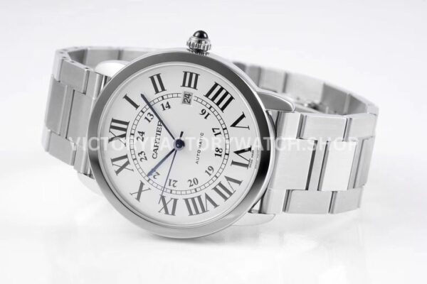 AF Factory Cartier Ronde Solo de Cartier W6701011 42mm Full Steel Roman Numerals Silver Dial (9) AF Factory Cartier Ronde Solo de Cartier W6701011 42mm Full Steel Roman Numerals Silver Dial