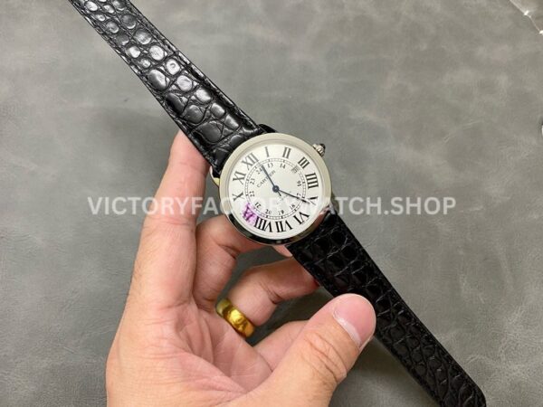 AF Factory Cartier Ronde Solo de Cartier W6701011 42mm Steel Leather Strap Roman Numerals Silver Dial
